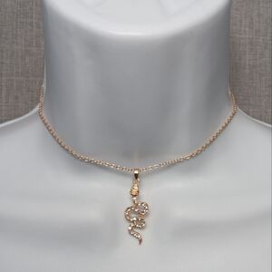 Gold Snake Rhinestone Choker‎ Necklace 12" Y2K Goth Whimsigoth Statement Jewelry